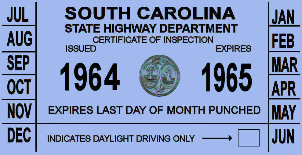 (image for) 1964-65 South Carolina inspection sticker